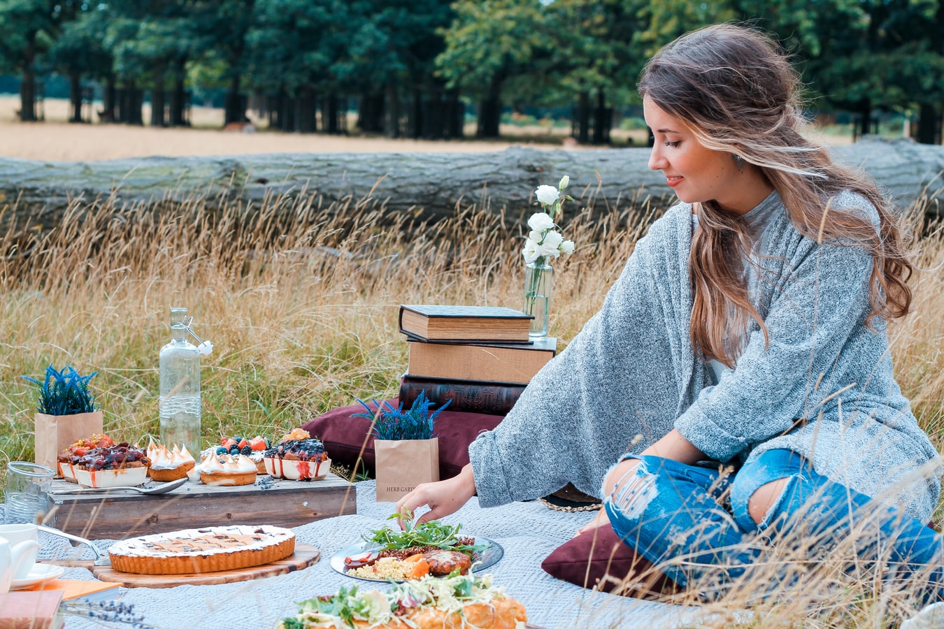 woman at picnic